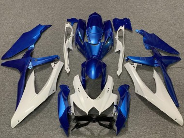 2008-2010 White Blue Suzuki GSXR 600 / GSXR 750 Motorcycle Fairings