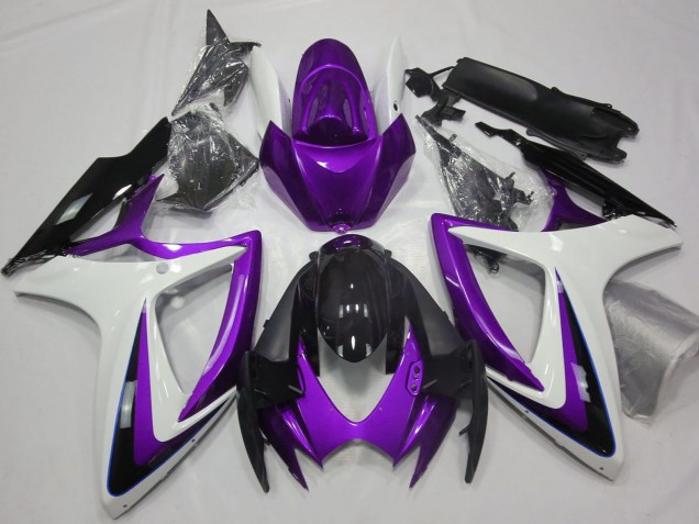 2006-2007 Purple White Glossy Black Suzuki GSXR 600 / GSXR 750 Motorcycle Fairings