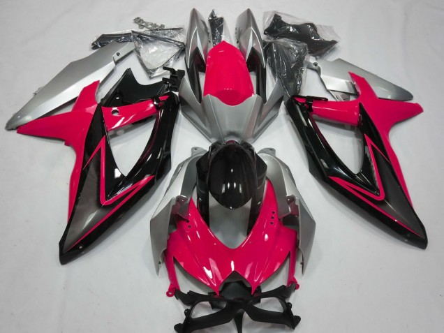 2008-2010 Silver Red Glossy Black Suzuki GSXR 600 / GSXR 750 Motorcycle Fairings