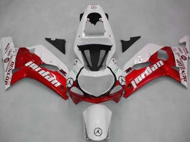 2001-2003 White Red Jordan Dunlop Suzuki GSXR 600 / GSXR 750 Motorcycle Fairings