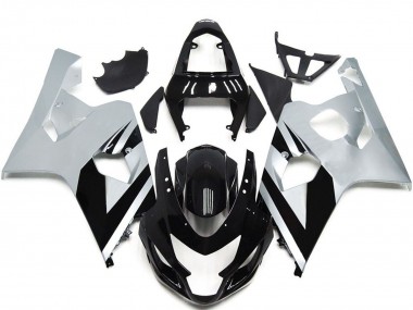 2004-2005 White Glossy Black OEM Style Suzuki GSXR 600 / GSXR 750 Motorcycle Fairings
