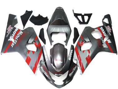 2004-2005 Silver Red MoviStar Suzuki GSXR 600 / GSXR 750 Motorcycle Fairings