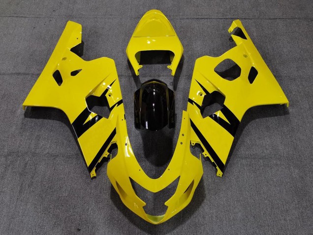 2004-2005 Yellow Glossy Black OEM Style Suzuki GSXR 600 / GSXR 750 Motorcycle Fairings