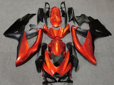 2008-2010 Orange Matte Black Suzuki GSXR 600 / GSXR 750 Motorcycle Fairings