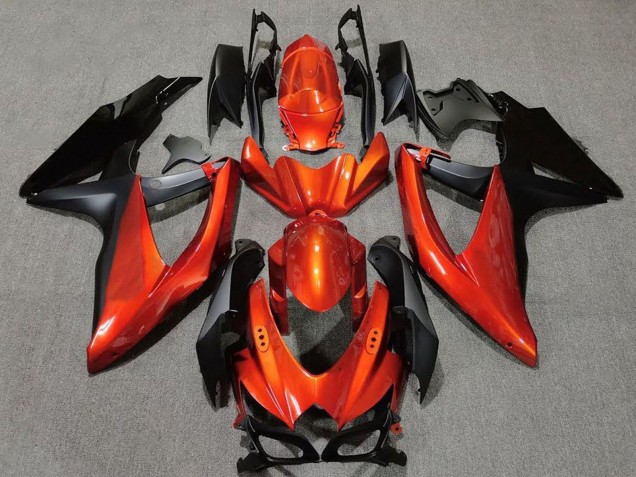 2008-2010 Orange Matte Black Suzuki GSXR 600 / GSXR 750 Motorcycle Fairings