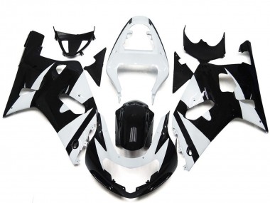 2001-2003 White Glossy Black OEM Style Suzuki GSXR 600 / GSXR 750 Motorcycle Fairings