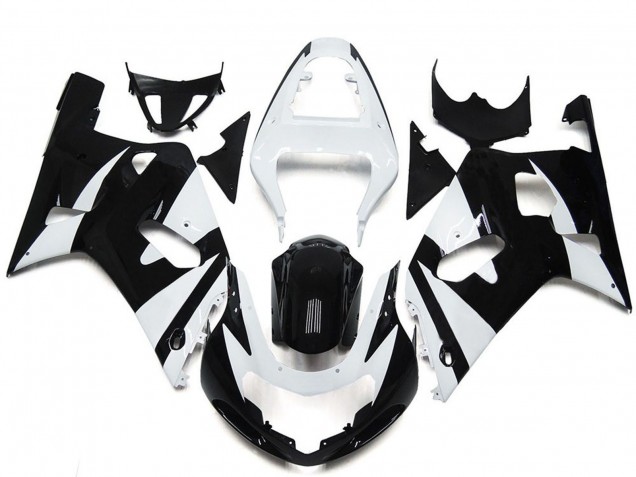 2001-2003 White Glossy Black OEM Style Suzuki GSXR 600 / GSXR 750 Motorcycle Fairings