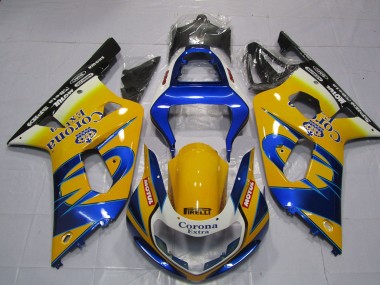 2001-2003 Yellow Blue White Corona Motul Suzuki GSXR 600 / GSXR 750 Motorcycle Fairings