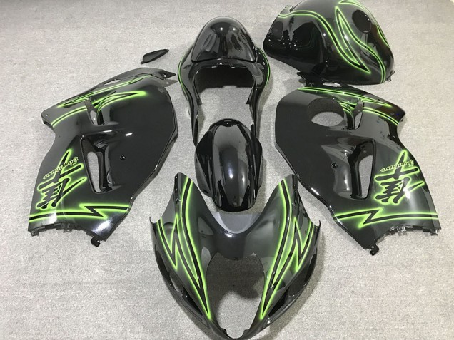 1997-2007 Glossy Black Green Lightning Suzuki GSXR 1300 Motorcycle Fairings