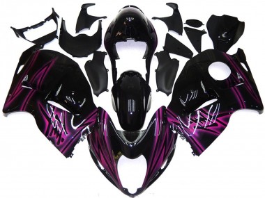 1997-2007 Glossy Black Purple Flame Suzuki GSXR 1300 Motorcycle Fairings
