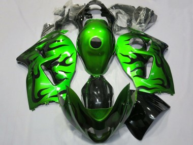 1997-2007 Green Black Flame Suzuki GSXR 1300 Motorcycle Fairing