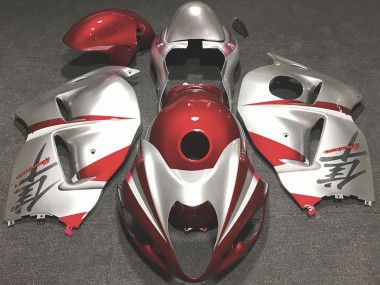 1997-2007 Glossy Red and Silver Suzuki GSXR 1300 Motorcycle Fairings