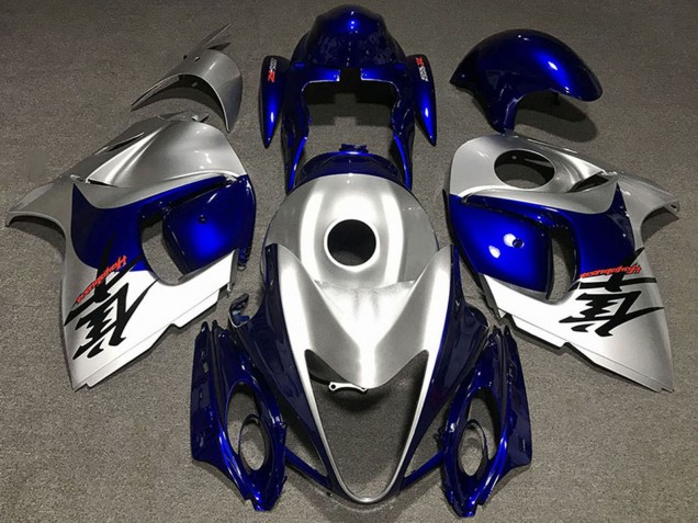2008-2020 Glossy Silver and Blue Suzuki GSXR 1300 Motorcycle Fairings