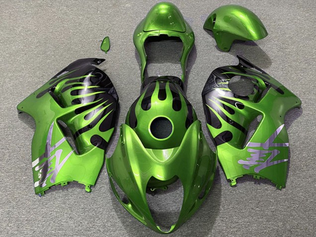 1997-2007 Green Black Flame Suzuki GSXR 1300 Motorcycle Fairings