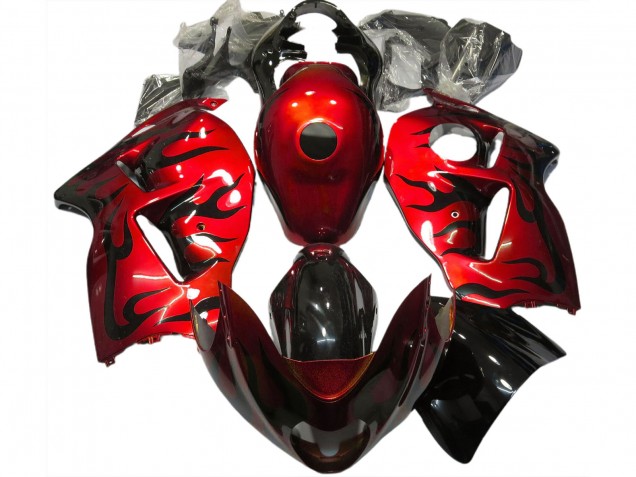 1997-2007 Red Black Flame Suzuki GSXR 1300 Motorcycle Fairings