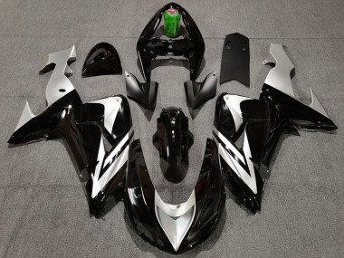 2006-2007 Glossy Black Silver Kawasaki ZX10R Motorcycle Fairings
