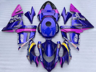 2004-2005 Blue and Pink Trick Star Kawasaki ZX10R Motorcycle Fairings
