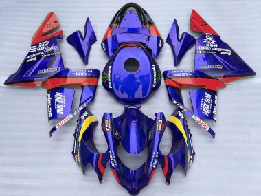 2004-2005 Blue and Red Trick Star Kawasaki ZX10R Motorcycle Fairings