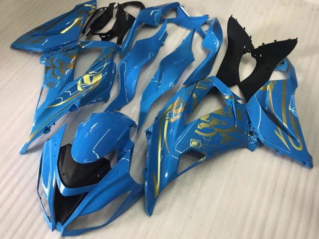 2016-2019 Blue Gold Kawasaki ZX10R Motorcycle Fairings