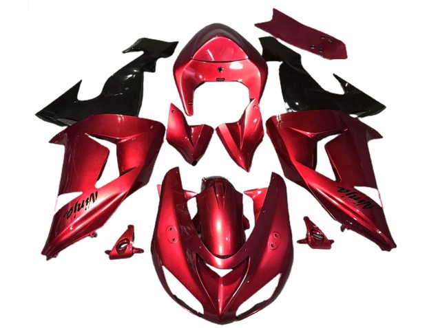 2006-2007 Red Glossy Black Kawasaki ZX10R Motorcycle Fairings