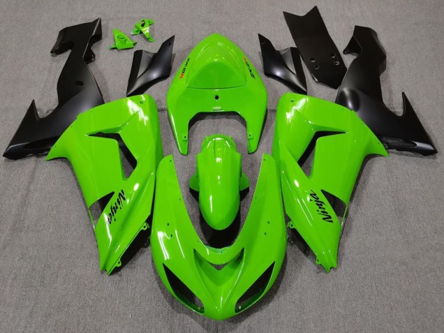 2006-2007 Green Matte Black Kawasaki ZX10R Motorcycle Fairings