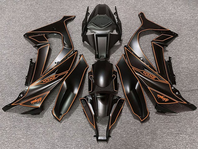 2011-2015 Matte Black Orange Lining Kawasaki ZX10R Motorcycle Fairings