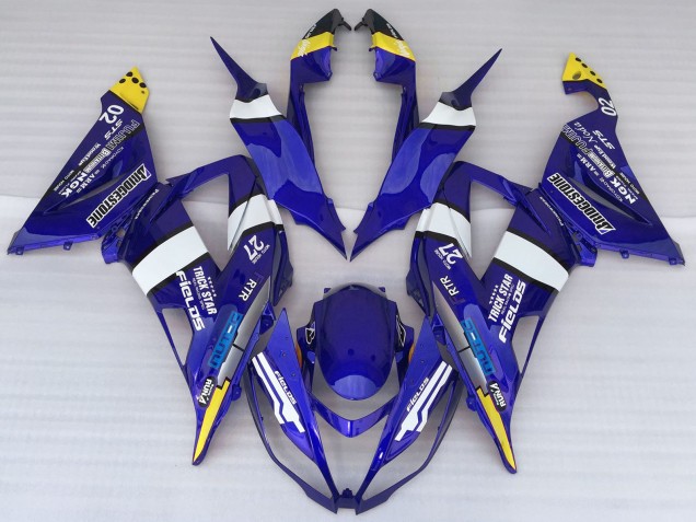 2013-2018 Blue White Yellow Trick Star Bridgestone Kawasaki ZX6R Motorcycle Fairings
