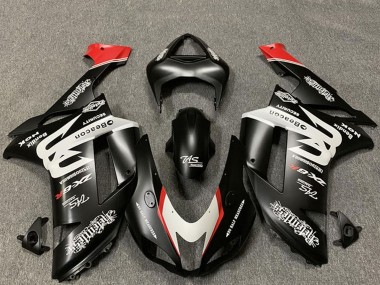 2007-2008 Custom Matte Black White Red Kawasaki ZX6R Motorcycle Fairings