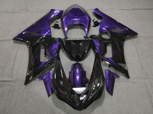 2005-2006 Purple Glossy Black Kawasaki ZX6R Motorcycle Fairings