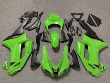 2007-2008 Glossy Green and Matte Black Kawasaki ZX6R Motorcycle Fairings