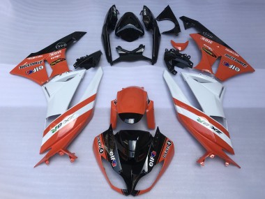 2009-2012 Orange White Glossy Black Elf Touch4 Bridgestone Kawasaki ZX6R Motorcycle Fairings