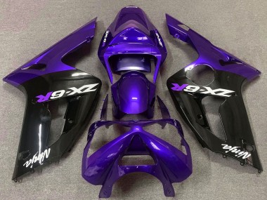 2003-2004 Purple Glossy Black Kawasaki ZX6R Motorcycle Fairings
