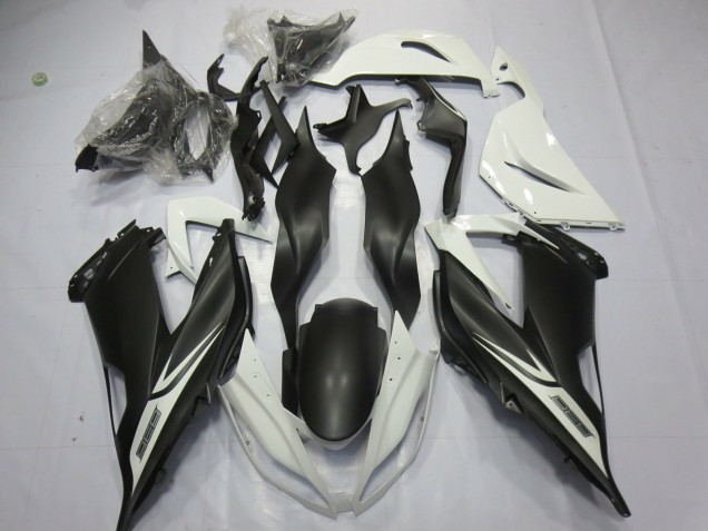2013-2018 White Matte Black Kawasaki ZX6R Motorcycle Fairings