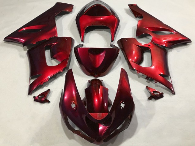 2005-2006 Metallic Red Kawasaki ZX6R Motorcycle Fairings