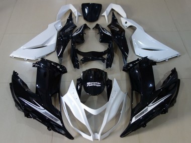 2013-2018 White Glossy Black Kawasaki ZX6R Motorcycle Fairing