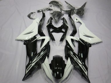2013-2018 White Glossy Black Kawasaki ZX6R Motorcycle Fairings