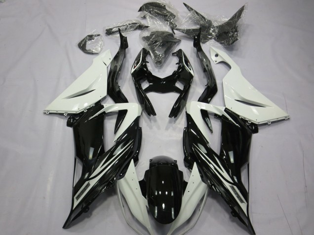 2013-2018 White Glossy Black Kawasaki ZX6R Motorcycle Fairings