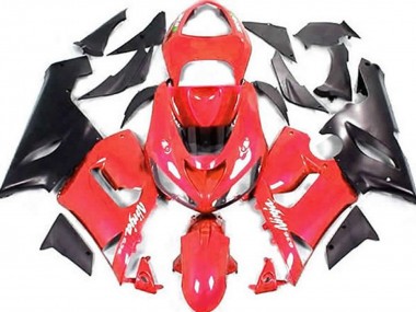 2005-2006 Red Matte Black Kawasaki ZX6R Motorcycle Fairings