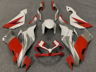 2019-2023 White Silver Red Kawasaki ZX6R Motorcycle Fairings
