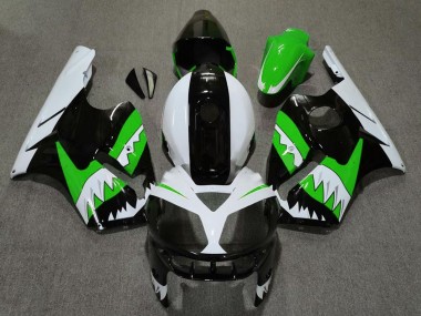 2002-2006 Green Black White Shark Kawasaki ZX12R Motorcycle Fairings
