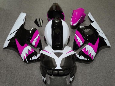 2002-2006 Pink Black White Shark Kawasaki ZX12R Motorcycle Fairings