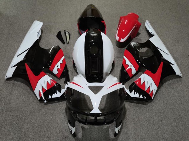2002-2006 Red Black White Shark Kawasaki ZX12R Motorcycle Fairings