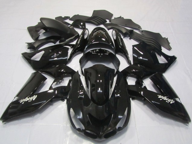 2006-2011 Glossy Black White Ninja Kawasaki ZX14R Motorcycle Fairings