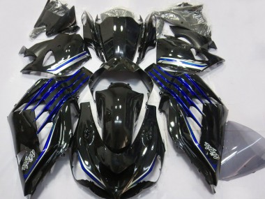2012-2021 Glossy Black Blue Kawasaki ZX14R Motorcycle Fairings