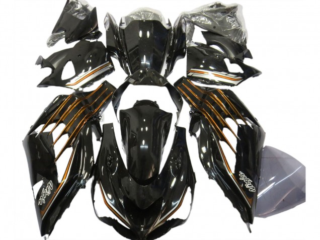 2012-2021 Glossy Black Orange Kawasaki ZX14R Motorcycle Fairings