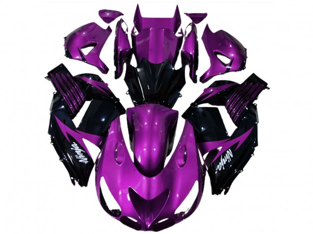 2006-2011 Purple Glossy Black White Ninja Kawasaki ZX14R Motorcycle Fairings