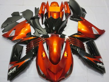 2006-2011 Orange Glossy Black Kawasaki ZX14R Motorcycle Fairings