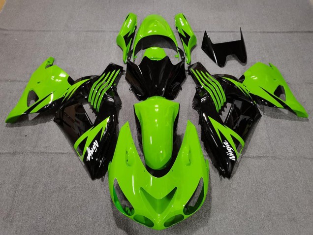 2006-2011 Green Glossy Black White Ninja Kawasaki ZX14R Motorcycle Fairings