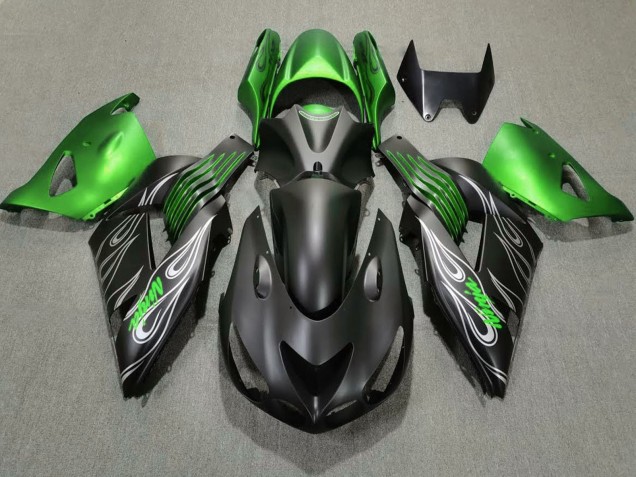 2006-2011 Green Matte Black Kawasaki ZX14R Motorcycle Fairings