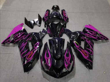2006-2011 Glossy Black Purple Flame Kawasaki ZX14R Motorcycle Fairing